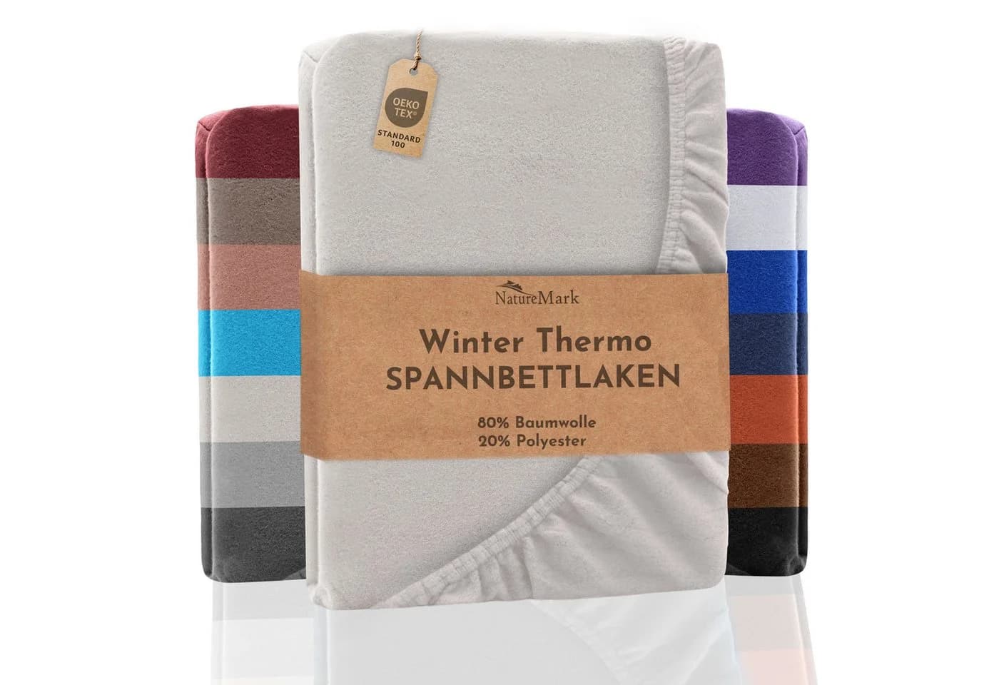 NatureMark Spannbettlaken Winter Thermo Fleece 80% Baumwolle 20% Polyester Gummizug Naturweiß - Bild 2