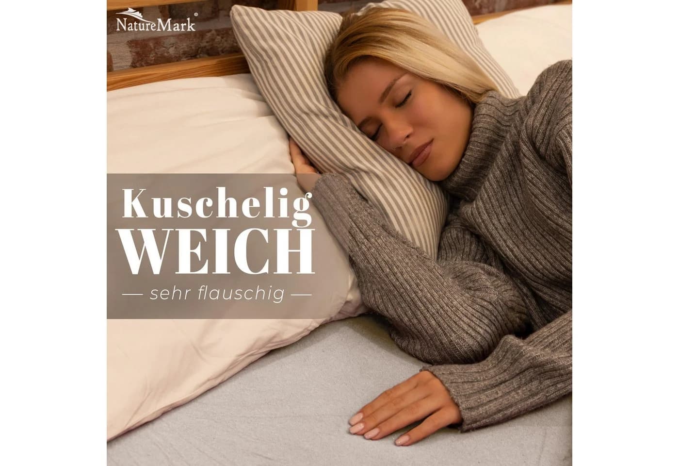 NatureMark Spannbettlaken Winter Thermo Fleece 80% Baumwolle 20% Polyester Gummizug Naturweiß - Bild 3