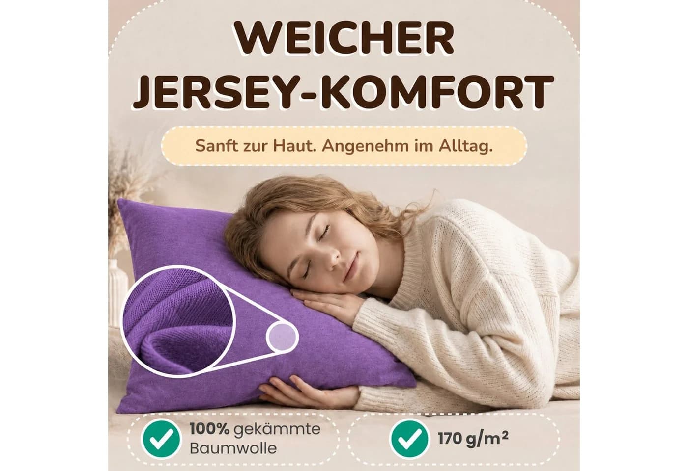 leevitex® Kissenbezug 40x40 cm 2er Set Lila/Pflaume 100% Baumwolle