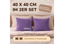 leevitex® Kissenbezug 40x40 cm 2er Set Lila/Pflaume 100% Baumwolle Bild 3