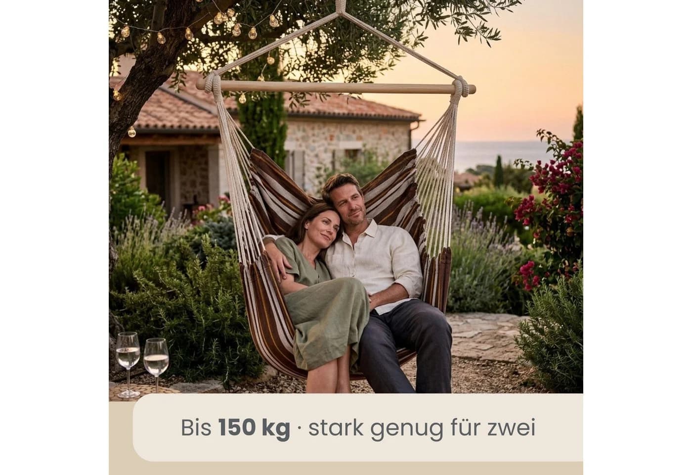AMANKA XXL Hängesessel 2 Personen Baumwolle 360° Drehbar - Bild 3