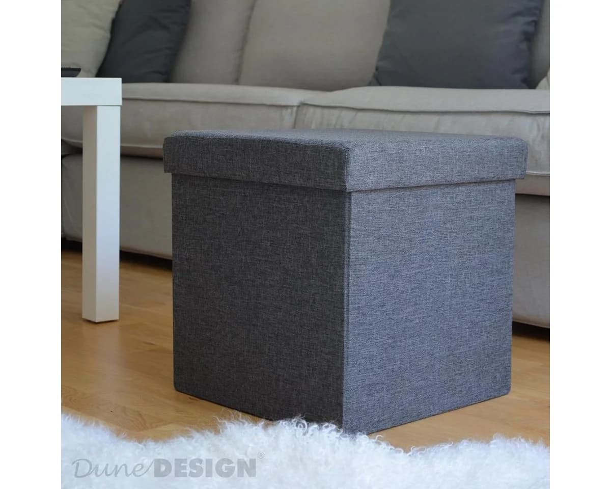 DuneDesign Faltbarer Sitzhocker mit Stauraum - 38x38x38 cm Polsterhocker - Bild 3