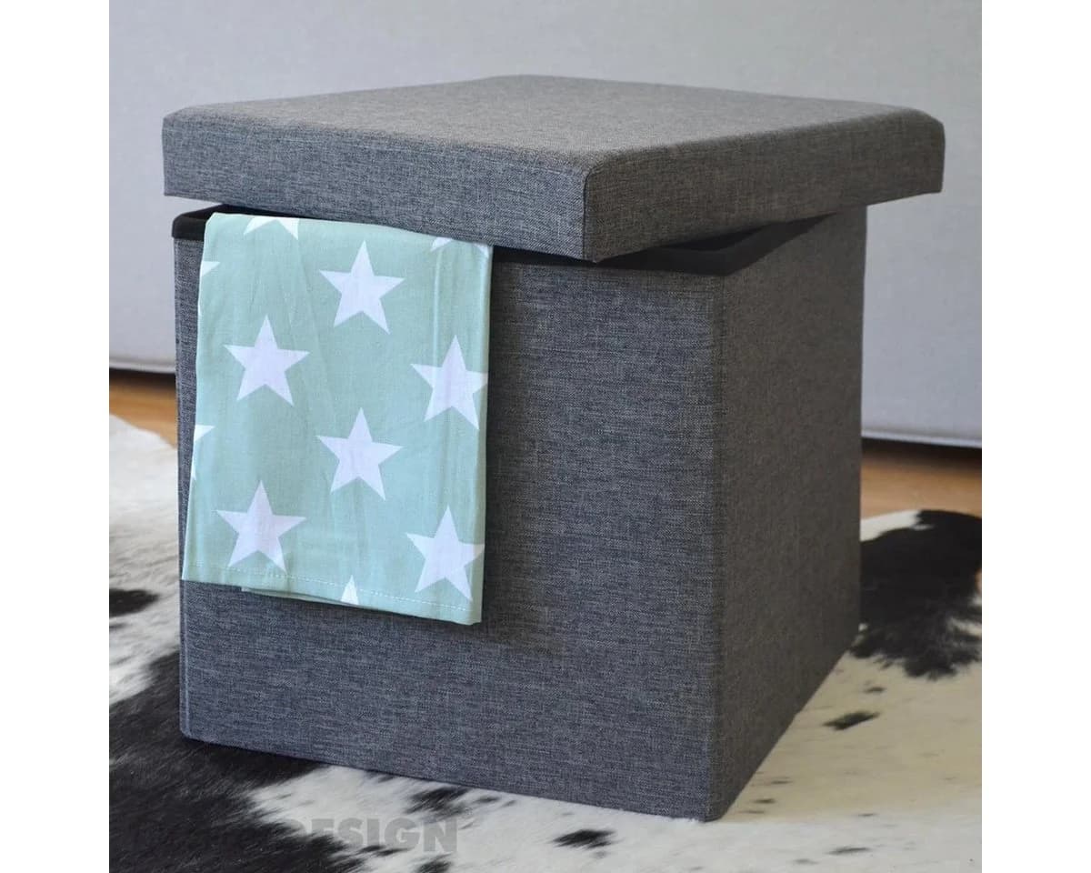 DuneDesign Faltbarer Sitzhocker mit Stauraum - 38x38x38 cm Polsterhocker - Bild 4