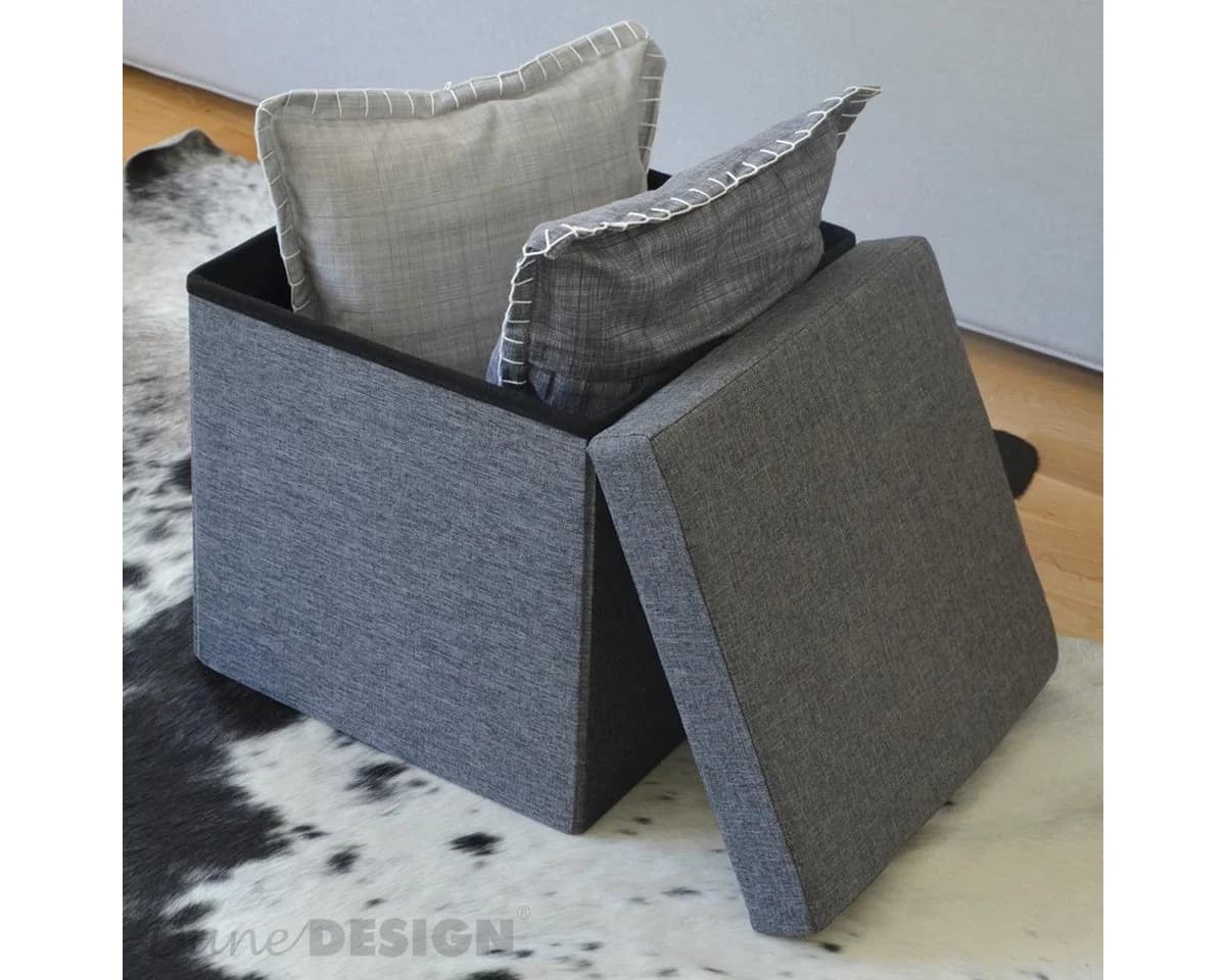 DuneDesign Faltbarer Sitzhocker mit Stauraum - 38x38x38 cm Polsterhocker - Bild 5