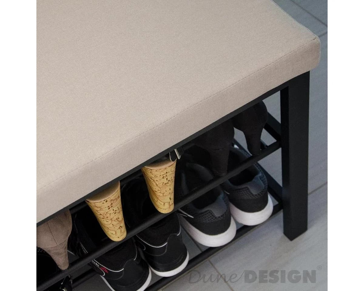 DuneDesign Schuhbank Metall 81x32x46 cm Schuhregal Sitzbank Beige - Bild 4
