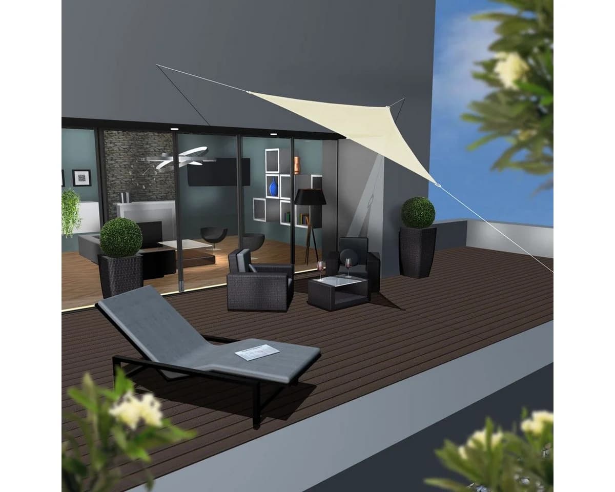 AMANKA UV Sonnensegel 3x3x3 HDPE Dreieck Sonnenschutz Überdachung Balkon Garten Beige - Bild 3