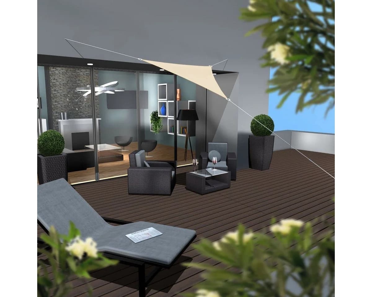 AMANKA Sonnensegel Dreieckig Beige UV-Schutz HDPE - Bild 3