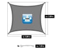 AMANKA Sonnensegel 3x2m HDPE Grau Rechteckig Bild 3