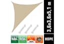 AMANKA Sonnensegel 3,6x3,6x5,1m HDPE Dreieck Beige UV-Schutz Bild 1