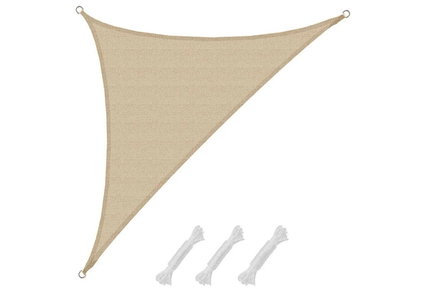 AMANKA Sonnensegel 3,6x3,6x5,1m HDPE Dreieck Beige UV-Schutz - Bild 2