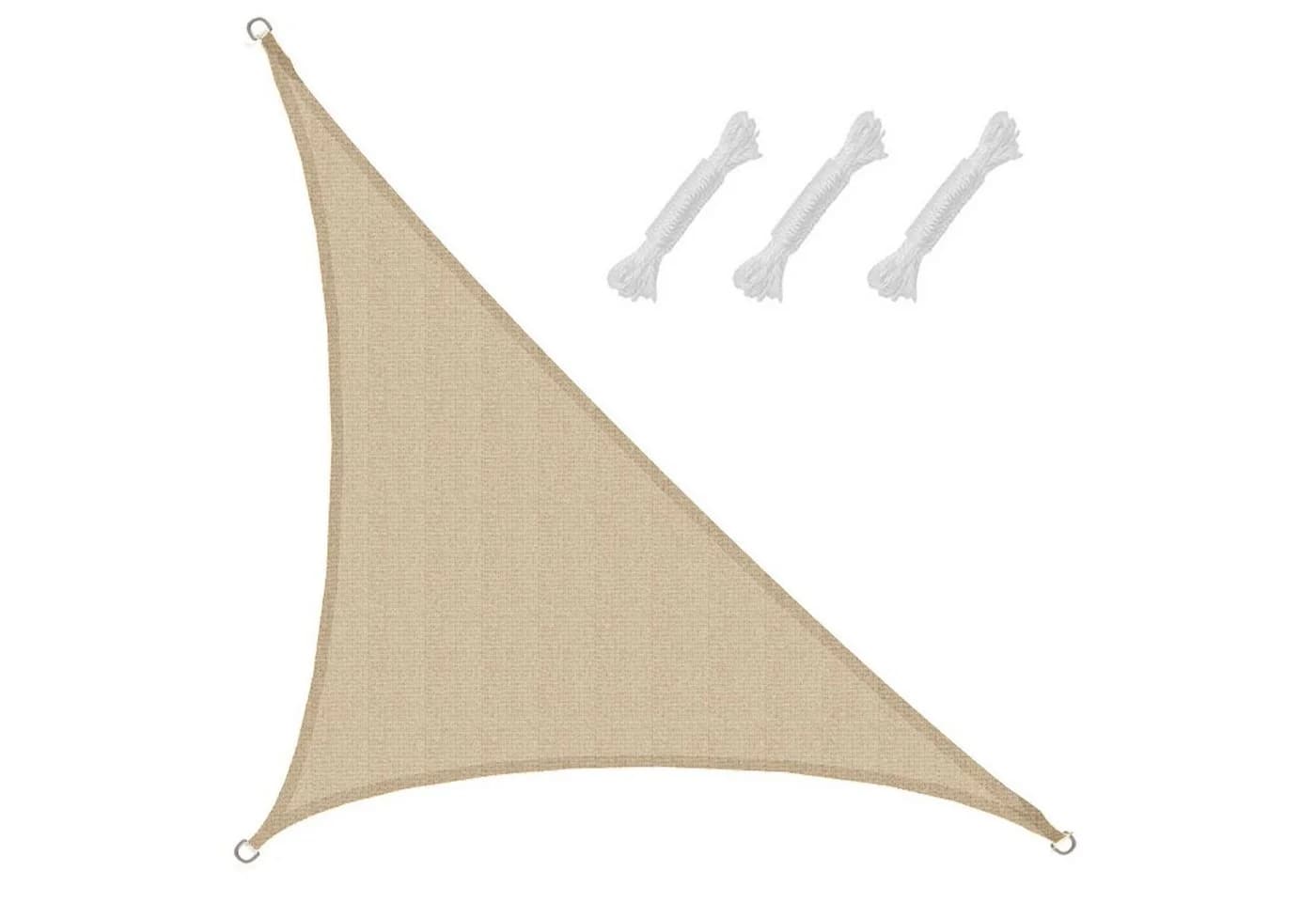 AMANKA UV Sonnensegel 3x3x4,2 HDPE Dreieck Rechtwinklig Sonnenschutz Garten Beige - Bild 2