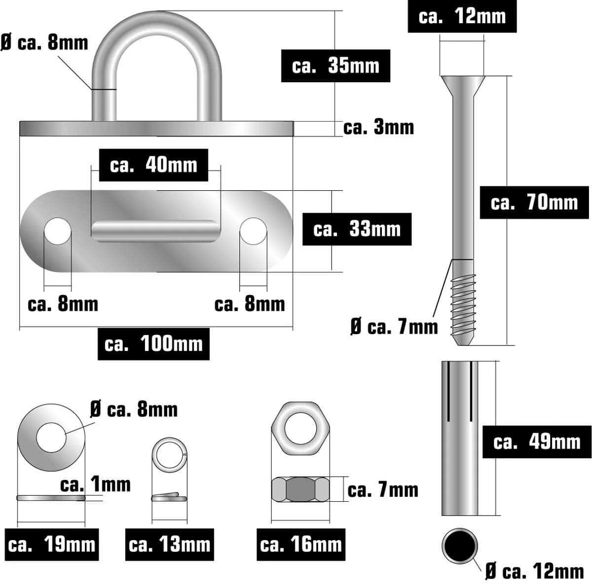 AMANKA Hängesessel Kette mit Deckenhaken - 230 kg Tragkraft - Bild 5