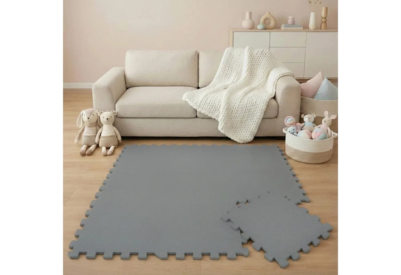 LittleTom Puzzlematte Grau 9-teilig Baby Spielmatte - Bild 2