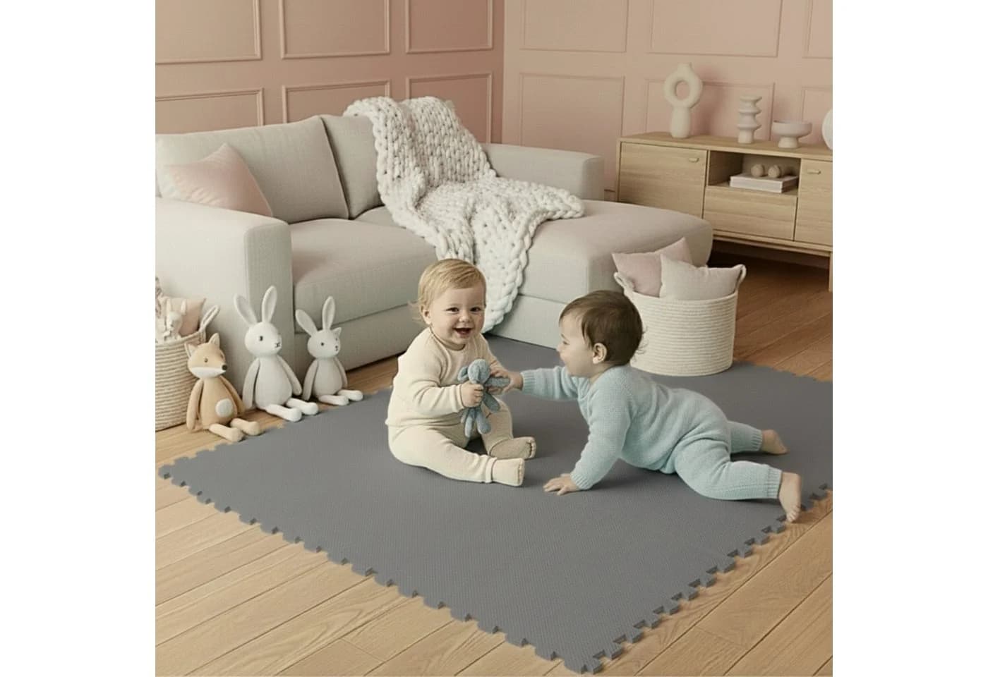 LittleTom Puzzlematte Grau 9-teilig Baby Spielmatte - Bild 3