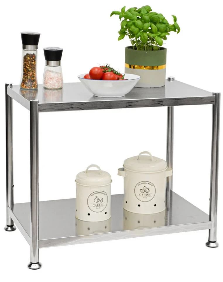 Edelstahl Regal 2 Ebenen 61x36x50 Schwerlastregal bis 60kg Metallregal Küche - Bild 2