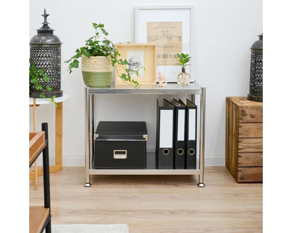 Edelstahl Regal 2 Ebenen 61x36x50 Schwerlastregal bis 60kg Metallregal Küche - Bild 4