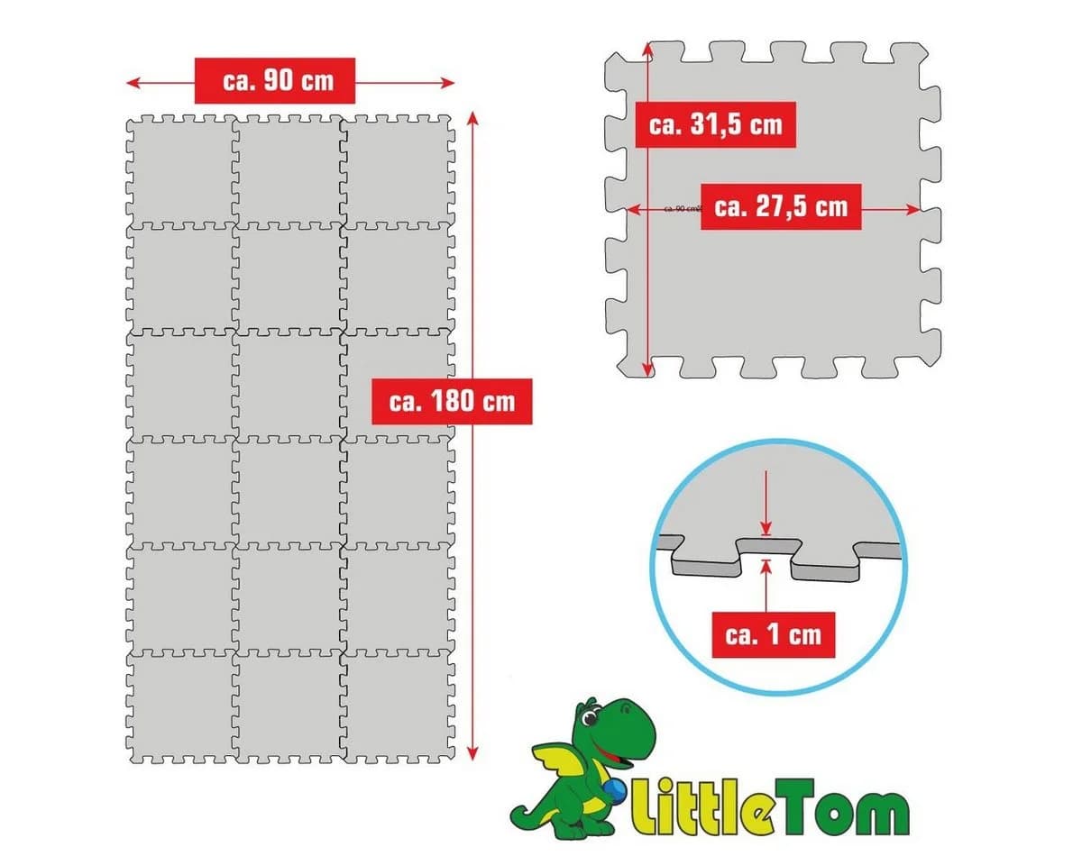 LittleTom Puzzlematte 18-tlg. Baby Spielmatte Grau Beige Bunt - Bild 5