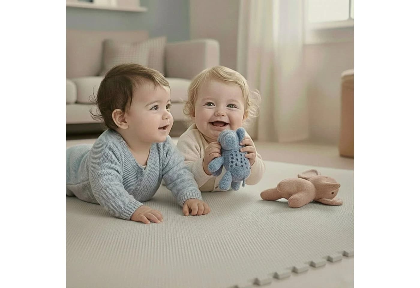 LittleTom Puzzlematte 18-tlg Baby Spielmatte Beige EVA Schaumstoff - Bild 3