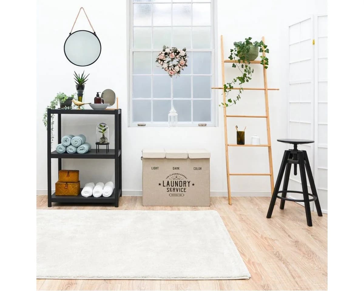 DuneDesign Wäschekorb 3 Fächer Beige 84L mit Deckel - Bild 3