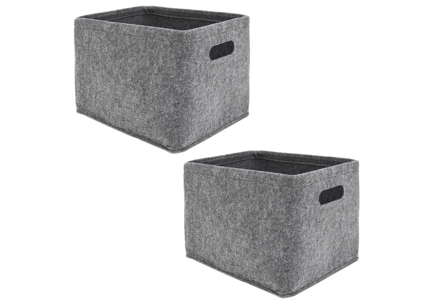 DuneDesign Aufbewahrungskorb 2er Set Anthrazit Grau Filz - Bild 2