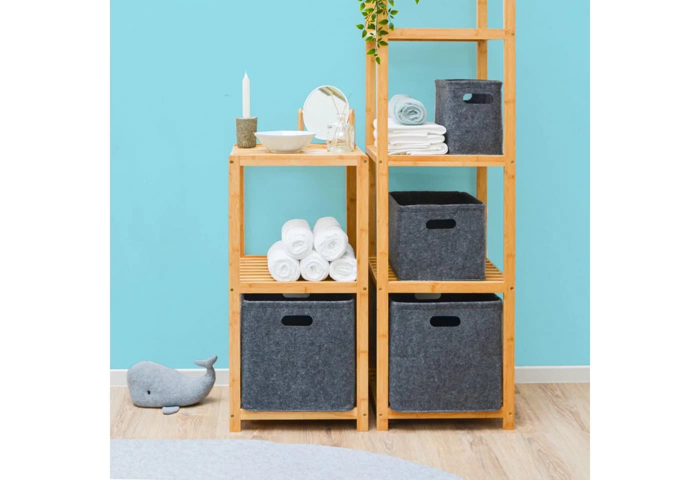 DuneDesign Aufbewahrungskorb 2er Set Anthrazit Grau Filz - Bild 3