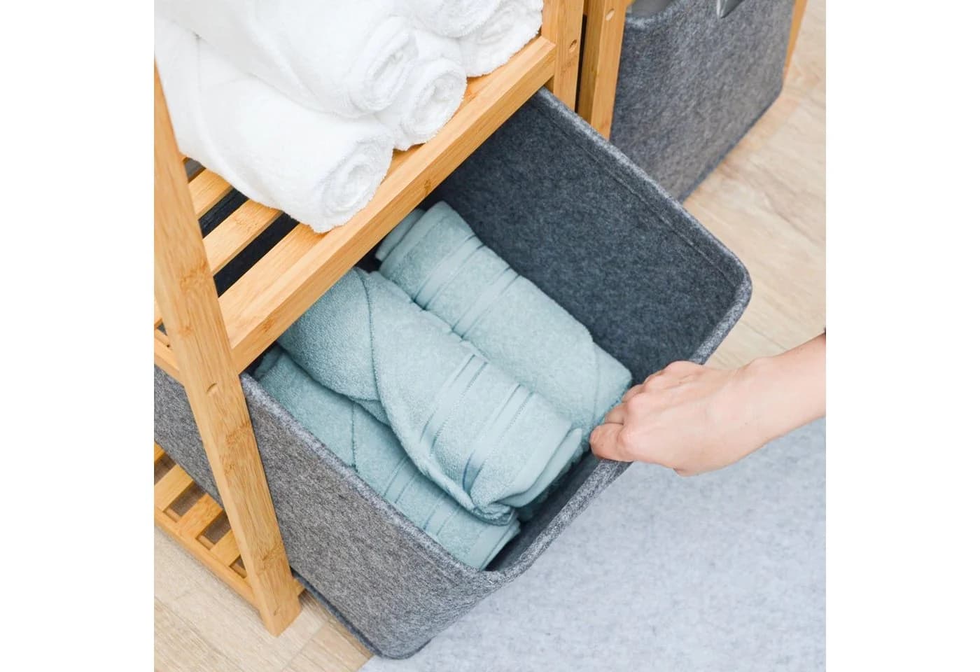 DuneDesign Aufbewahrungskorb 2er Set Anthrazit Grau Filz - Bild 4