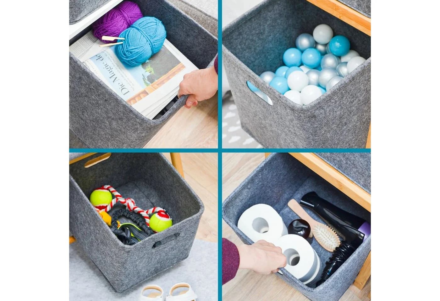 DuneDesign Aufbewahrungskorb 2er Set Anthrazit Grau Filz - Bild 5