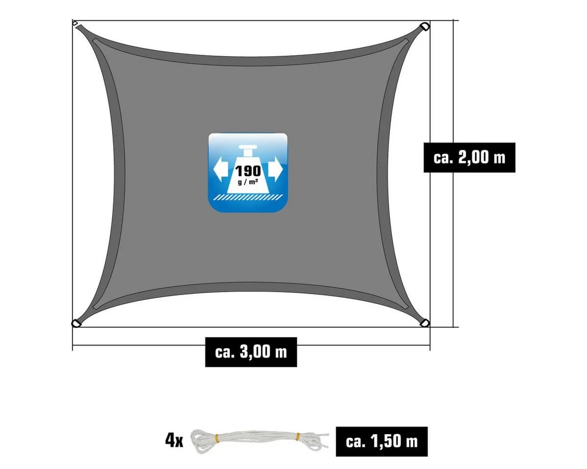 AMANKA Sonnensegel 2x3m Rechteckig Wasserdicht - Bild 3