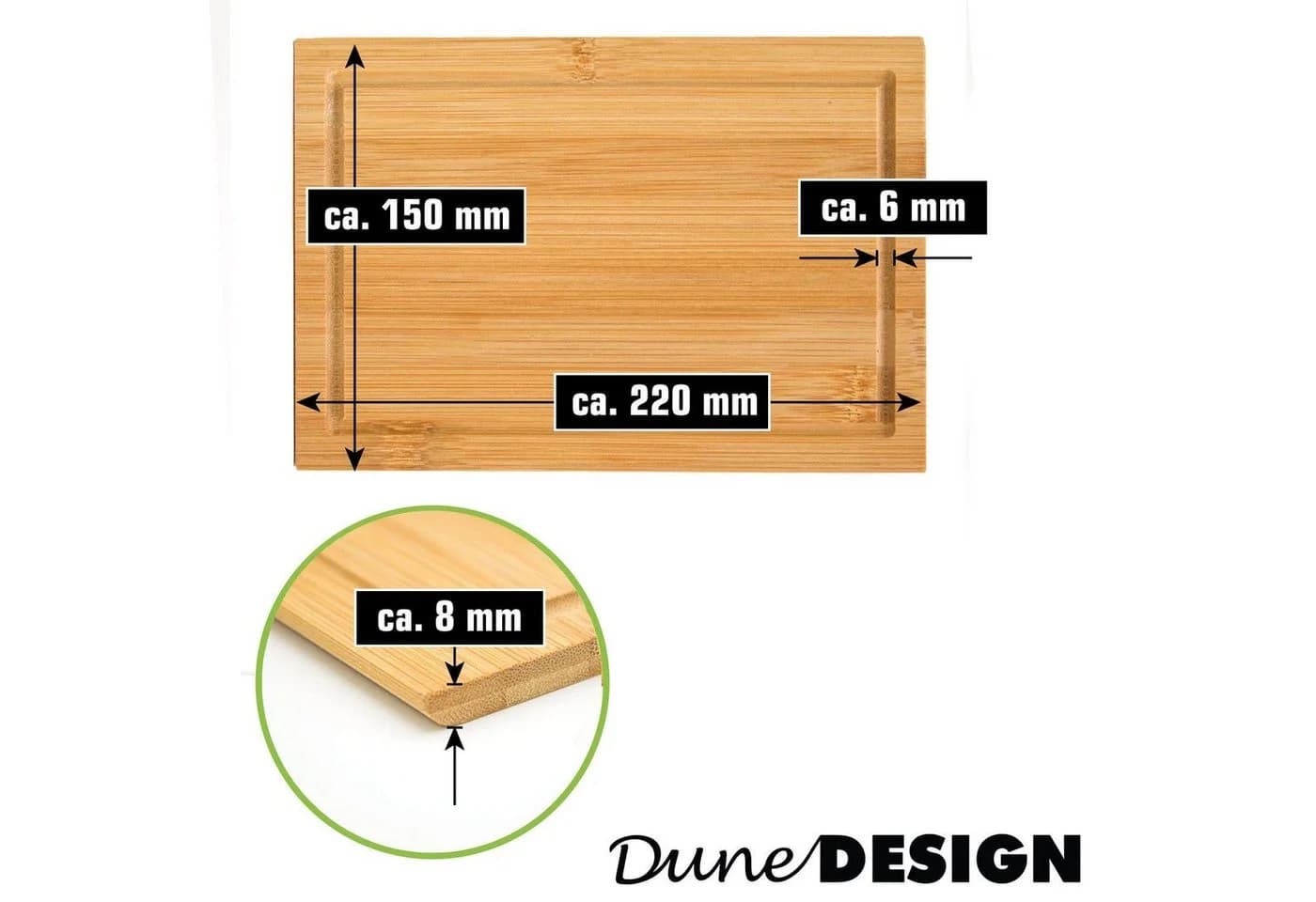 DuneDesign Schneidebrett 6er Set Bambus mit Saftrille - Bild 5