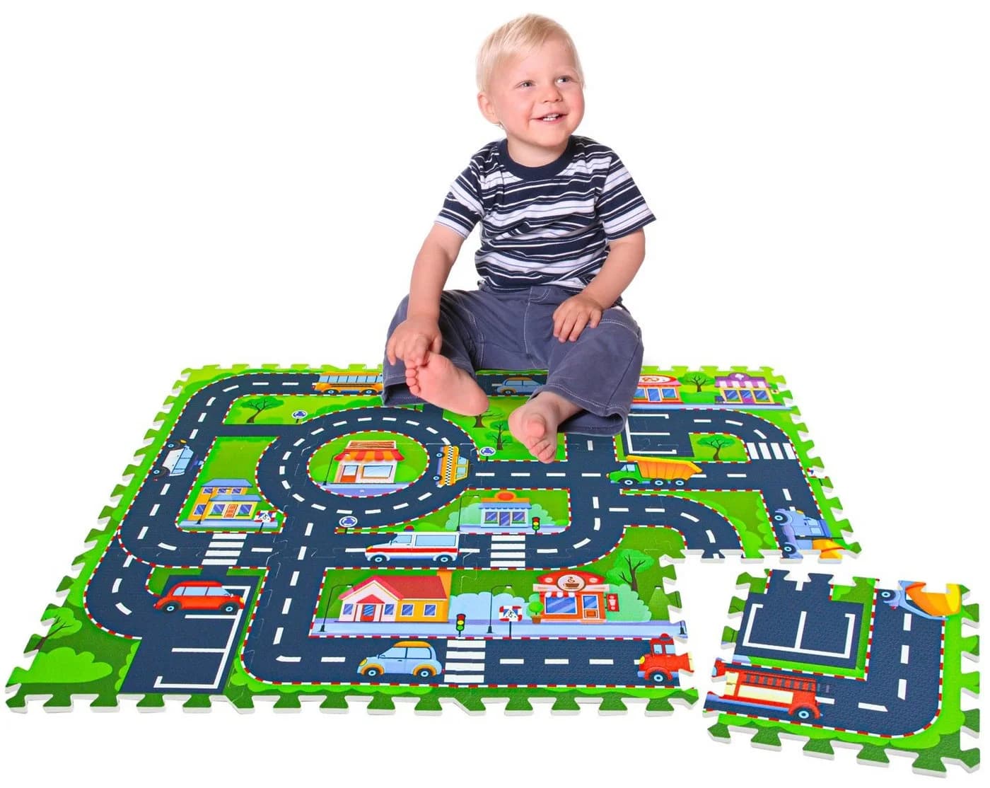 LittleTom Puzzlematte Straße 12 Teile Straßenpuzzle für Kinder 30 x 30 Puzzle Spielmatte - Bild 2