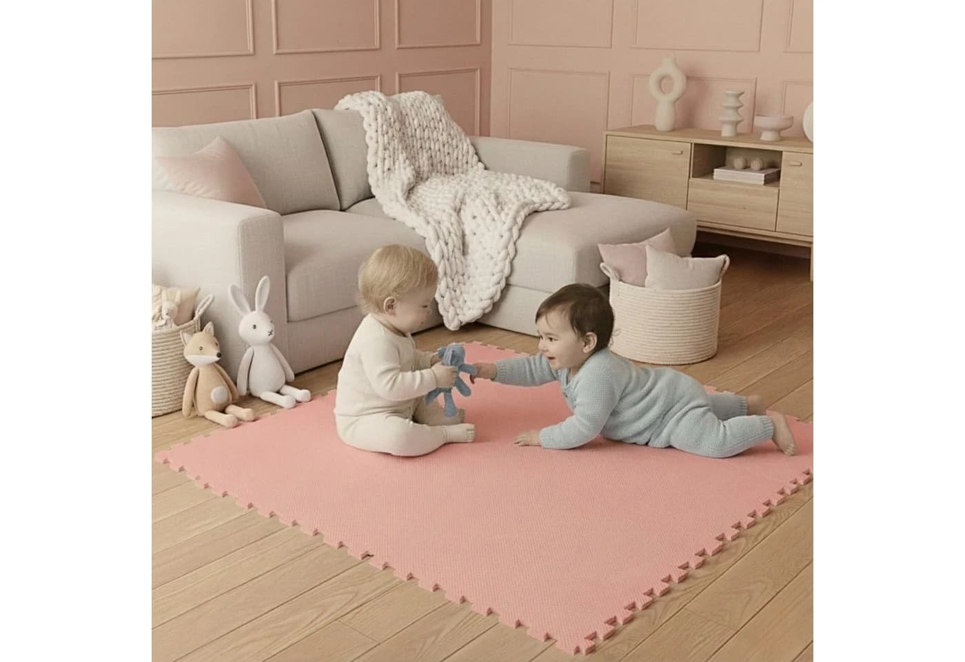 LittleTom Puzzlematte 9-tlg. Rosa EVA Schaumstoff Baby Spielmatte - Bild 3