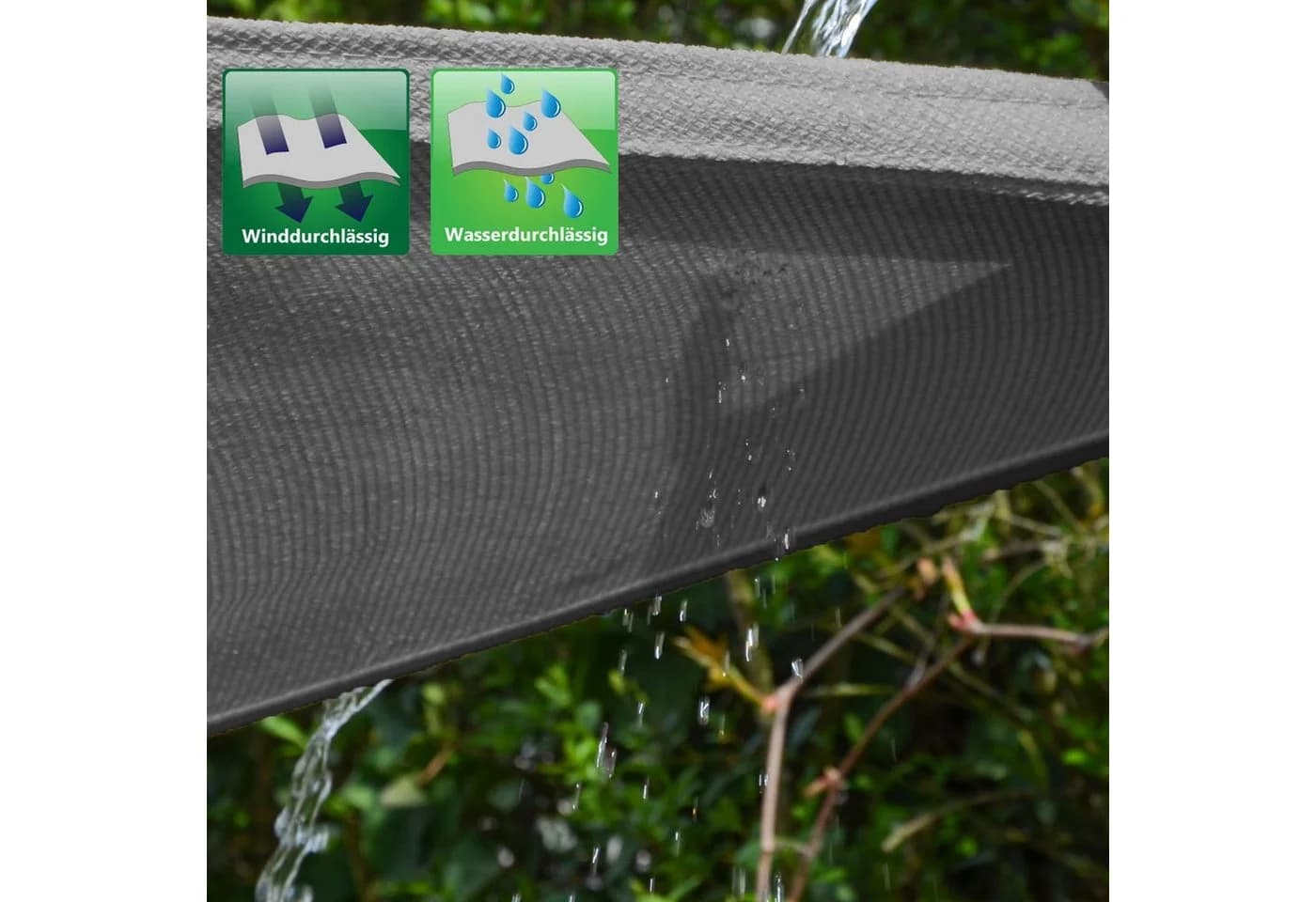 AMANKA Sonnensegel Grau 2x15m HDPE UV-Schutz - Bild 3