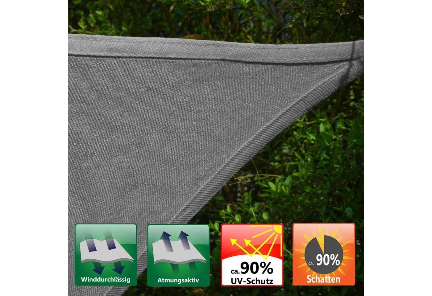 AMANKA Sonnensegel Grau 2x15m HDPE UV-Schutz - Bild 4