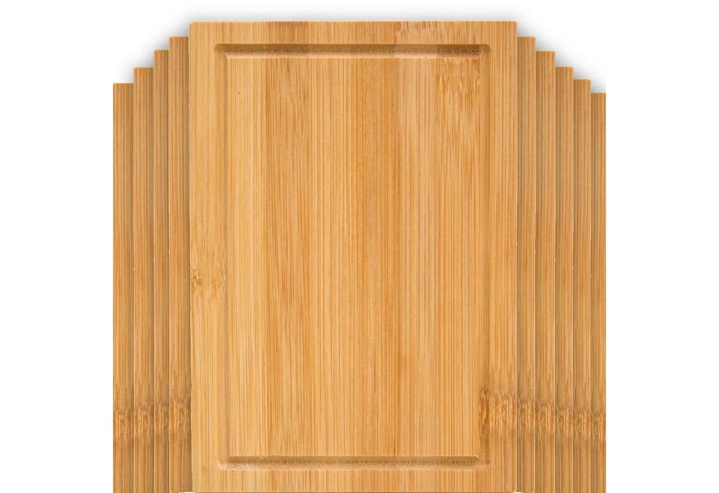 DuneDesign Bambus Schneidebrett 10er Set mit Saftrille