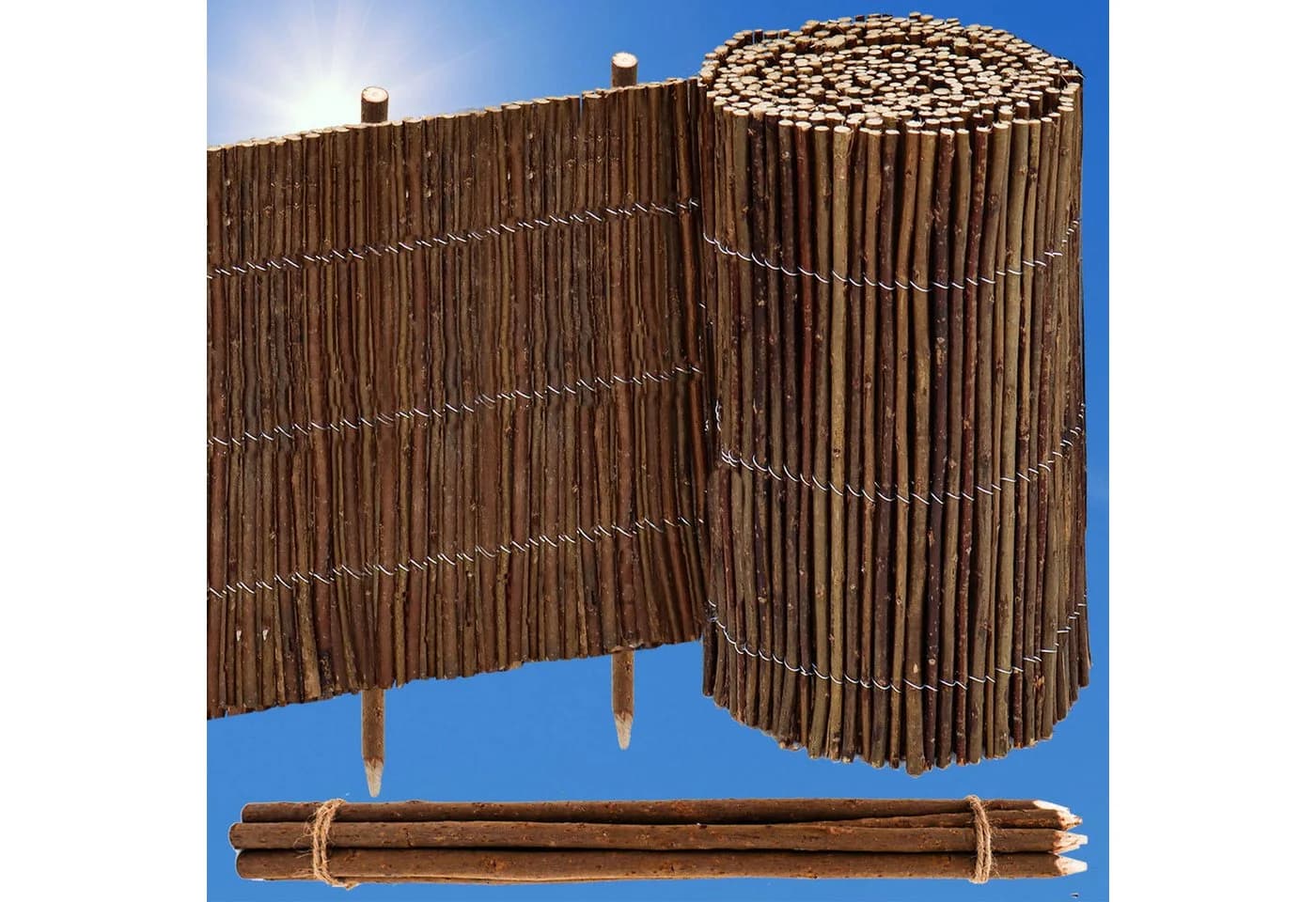 urfence Weidenzaun 300x20 cm Beetumrandung mit Pflöcken - Bild 2
