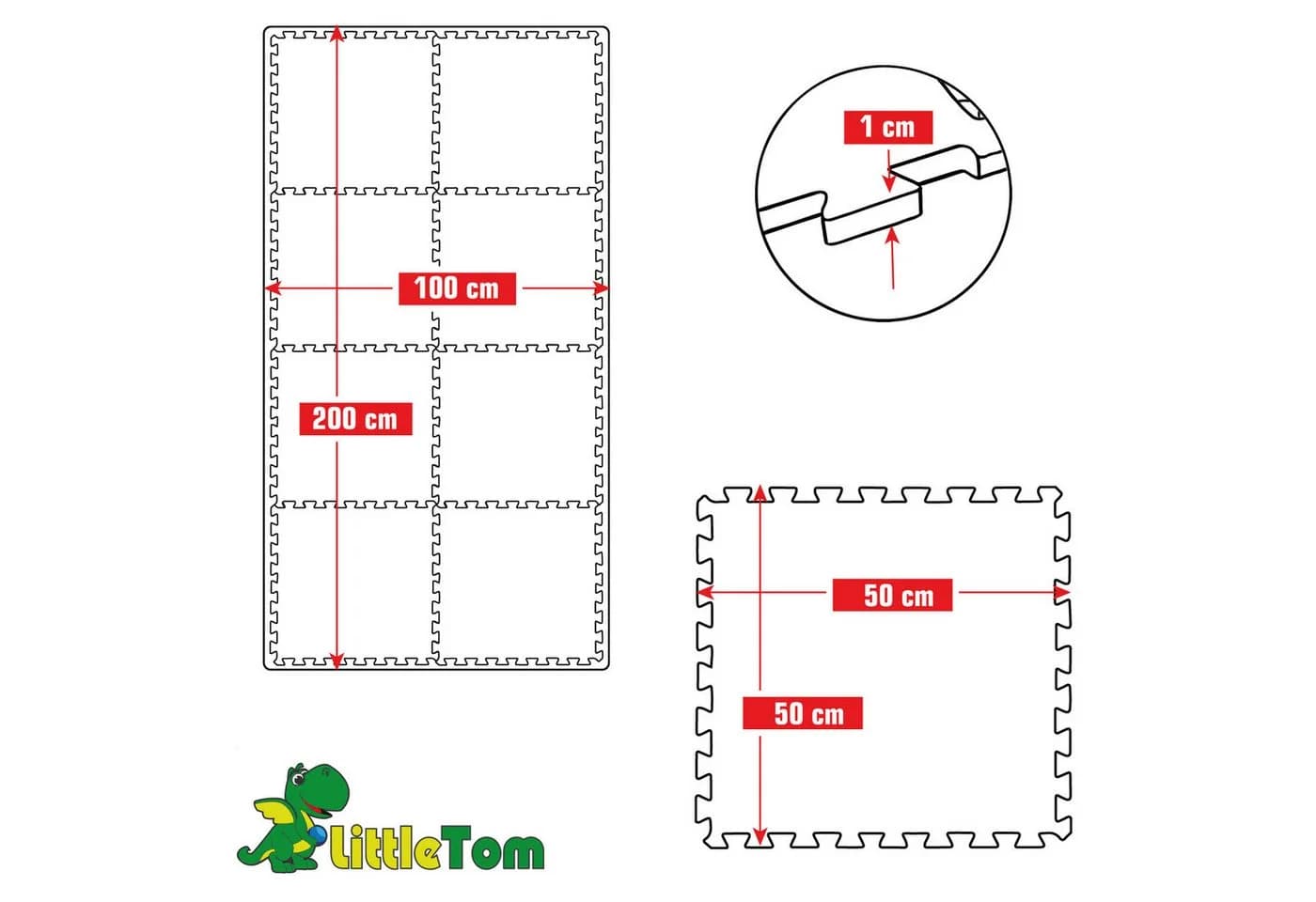 LittleTom Puzzlematte für Kinder 8 Teile Spielmatte 50 x 50cm - Bild 4