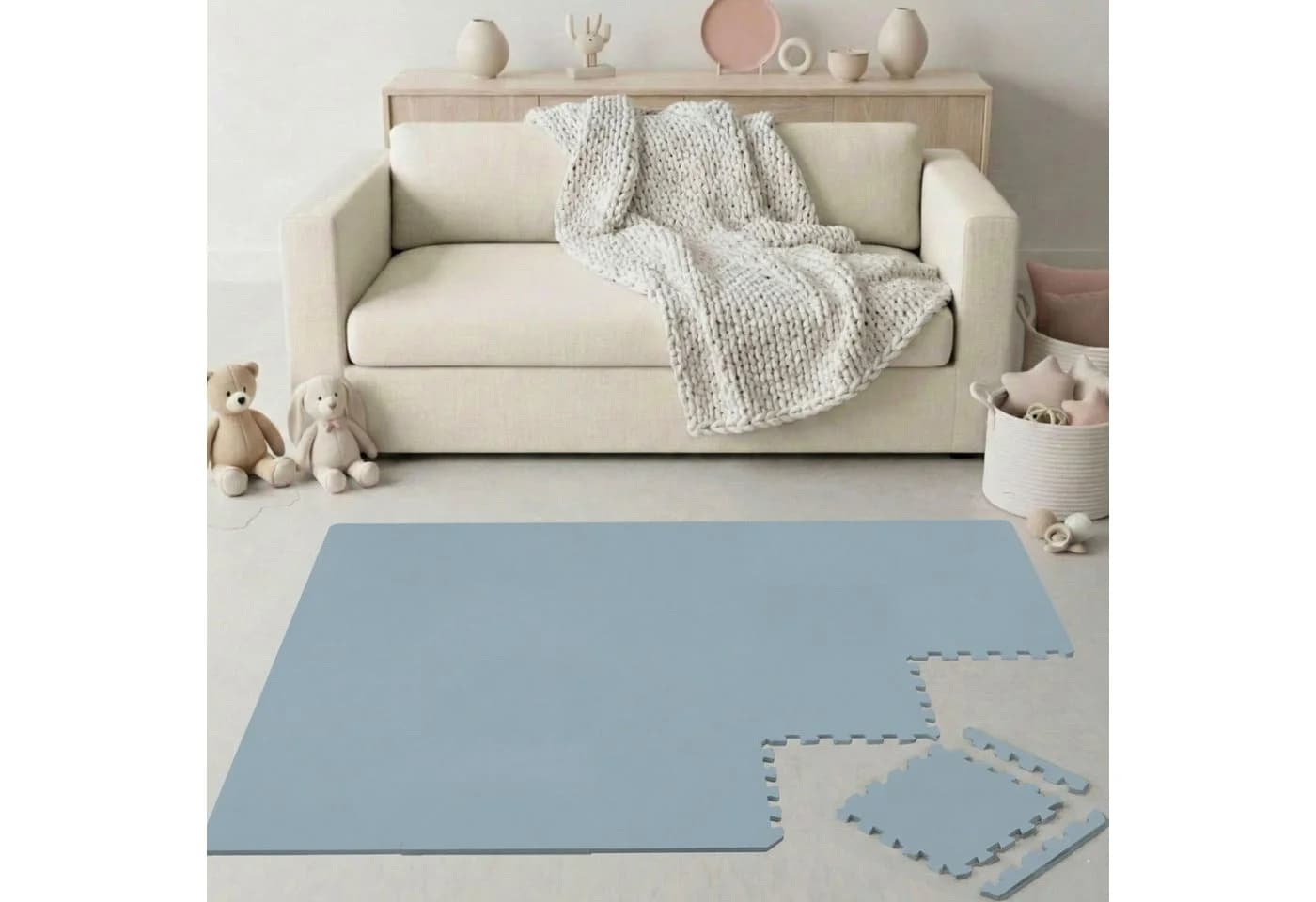 LittleTom Puzzlematte 18-tlg. Grau-Blau EVA Krabbelmatte - Bild 2