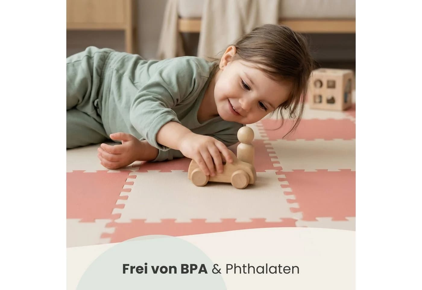 LittleTom Puzzlematte 18-tlg. Beige/Rosa Baby Spielmatte - Bild 3