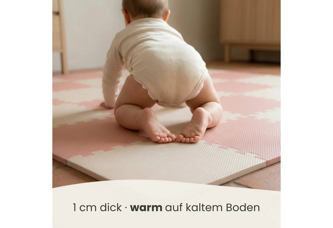 LittleTom Puzzlematte 18-tlg. Beige/Rosa Baby Spielmatte - Bild 4