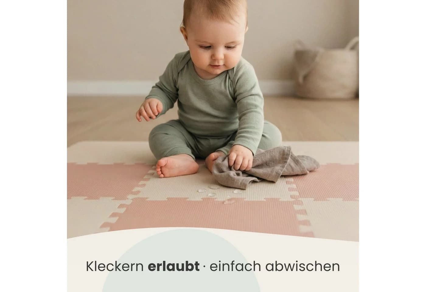LittleTom Puzzlematte 18-tlg. Beige/Rosa Baby Spielmatte - Bild 5