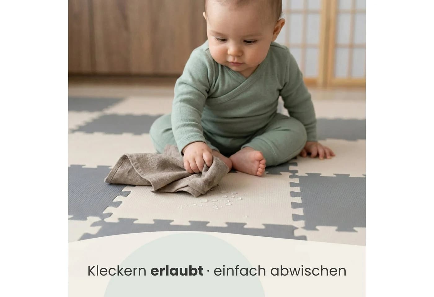LittleTom Puzzlematte 18-tlg. Beige EVA Krabbelmatte TÜV-geprüft - Bild 5