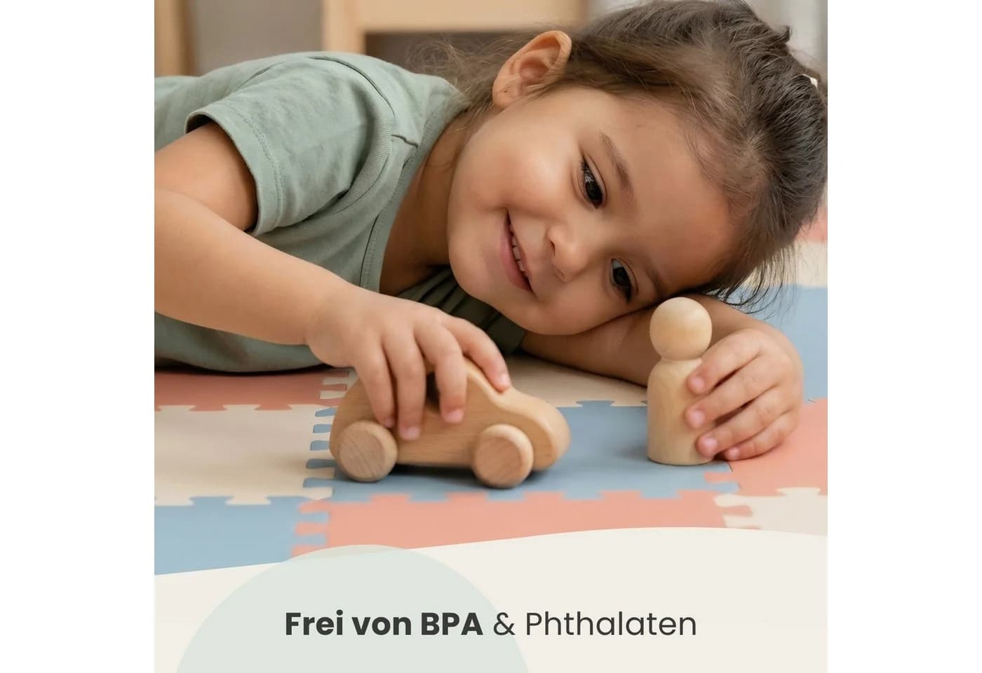 LittleTom Puzzlematte 27-tlg. Grau Blau Beige Rosa EVA Krabbelmatte - Bild 3