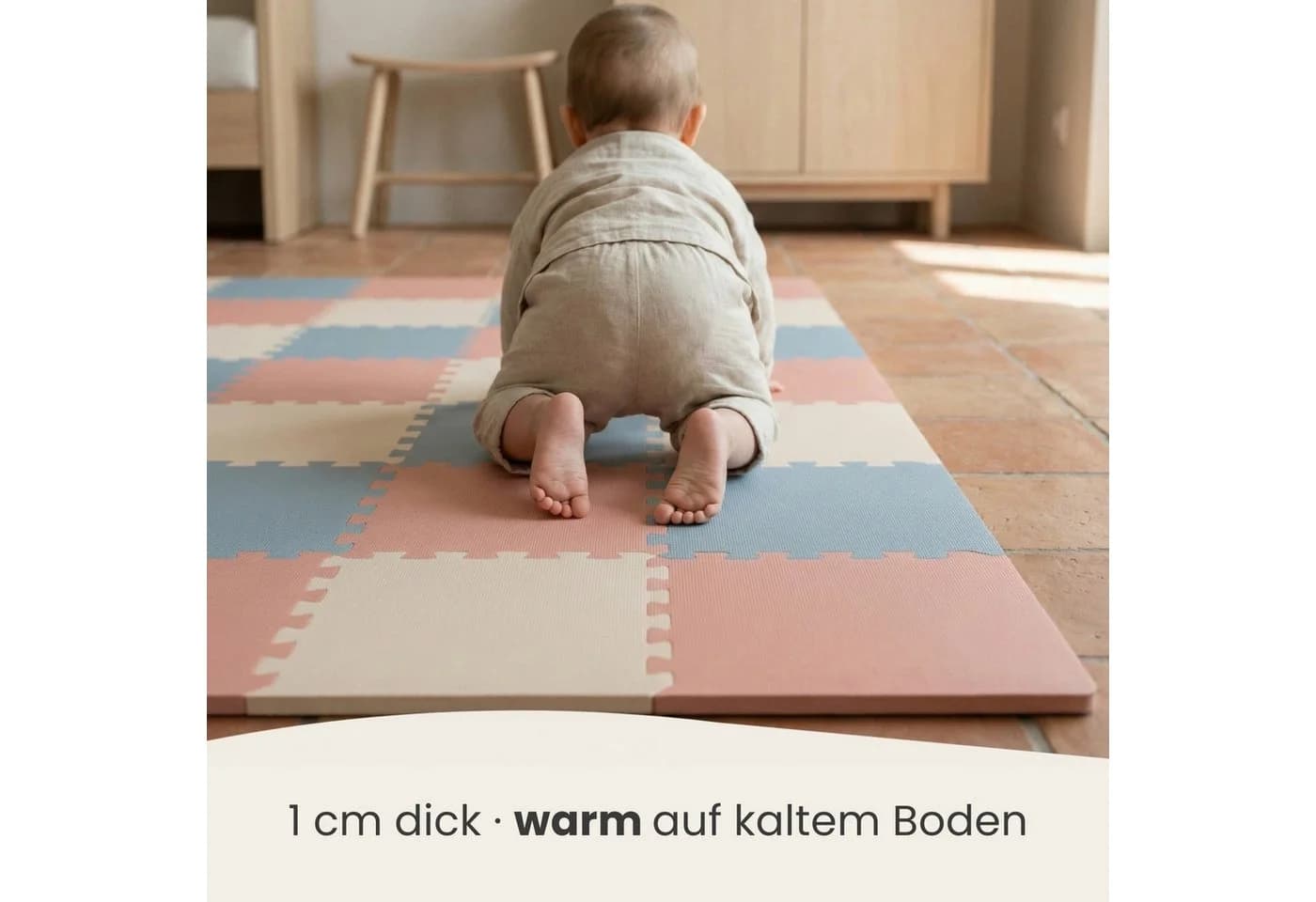 LittleTom Puzzlematte 27-tlg. Grau Blau Beige Rosa EVA Krabbelmatte - Bild 4