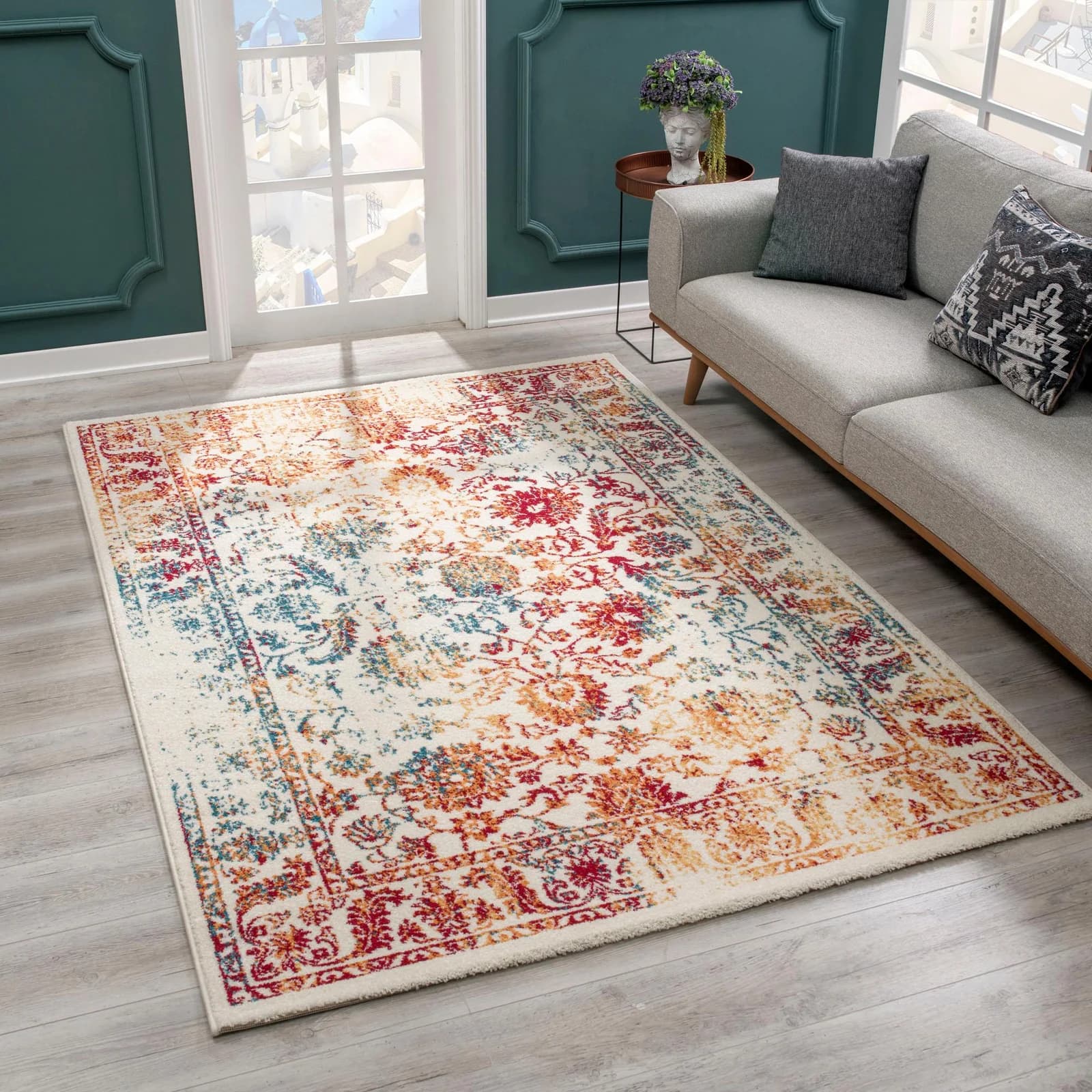 Teppich SANAT Vintage 1606 Bunt Vintage Look Retro Kurzflor