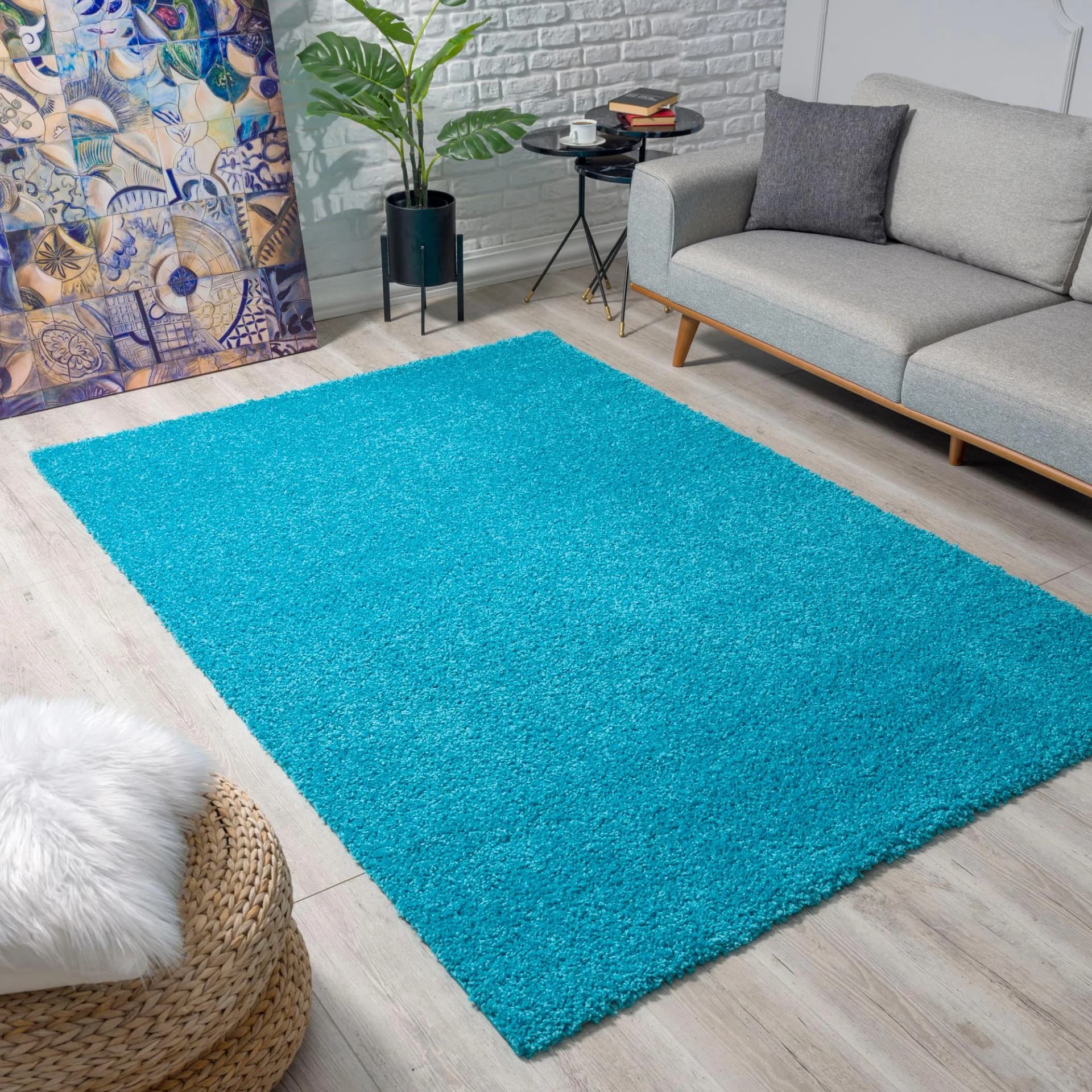 Hochflor-Teppich SANAT Loca Blau Shaggy