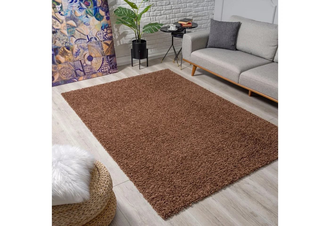 Sanat Hochflor-Teppich LOCA Dunkelbraun Langflor Shaggy - Bild 2