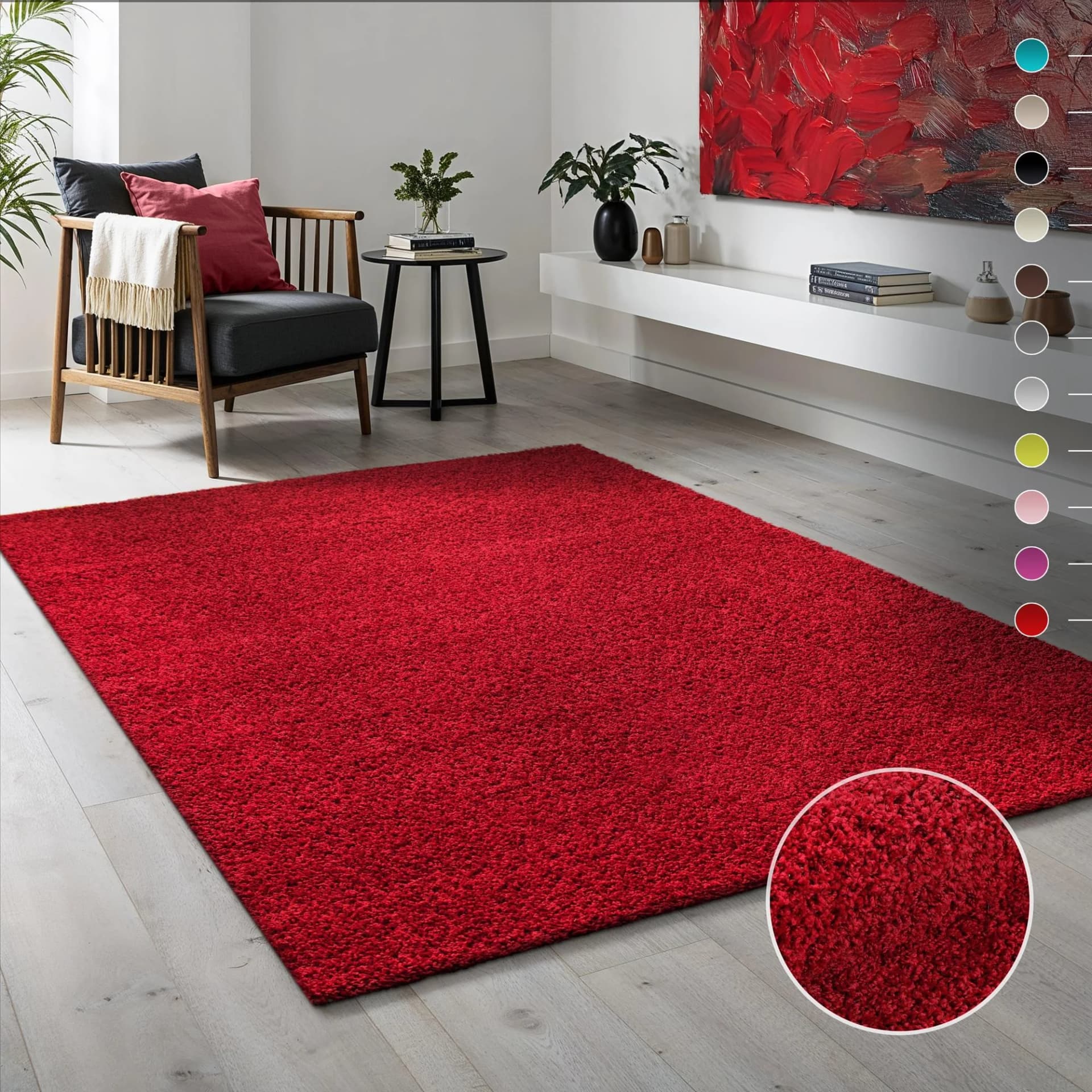 SANAT LOCA Hochflor-Läufer Rot 80x250cm Shaggy