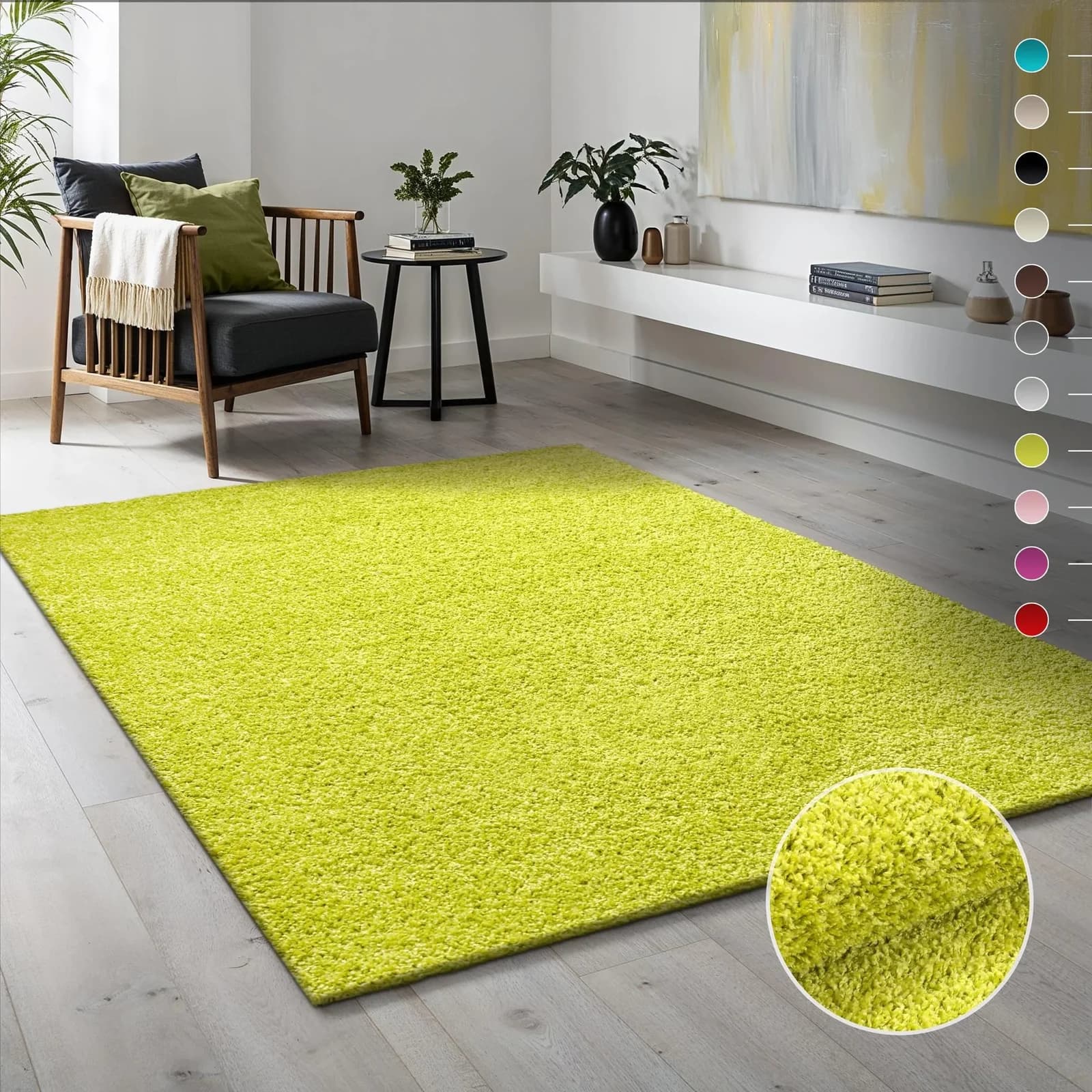 Sanat Hochflor-Läufer Loca Grün Langflor Shaggy