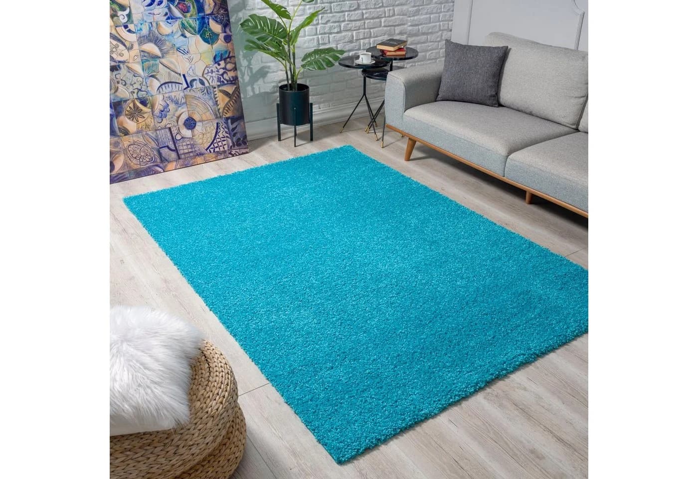 SANAT Hochflor-Teppich LOCA Shaggy aquablau 60x110cm - Bild 2