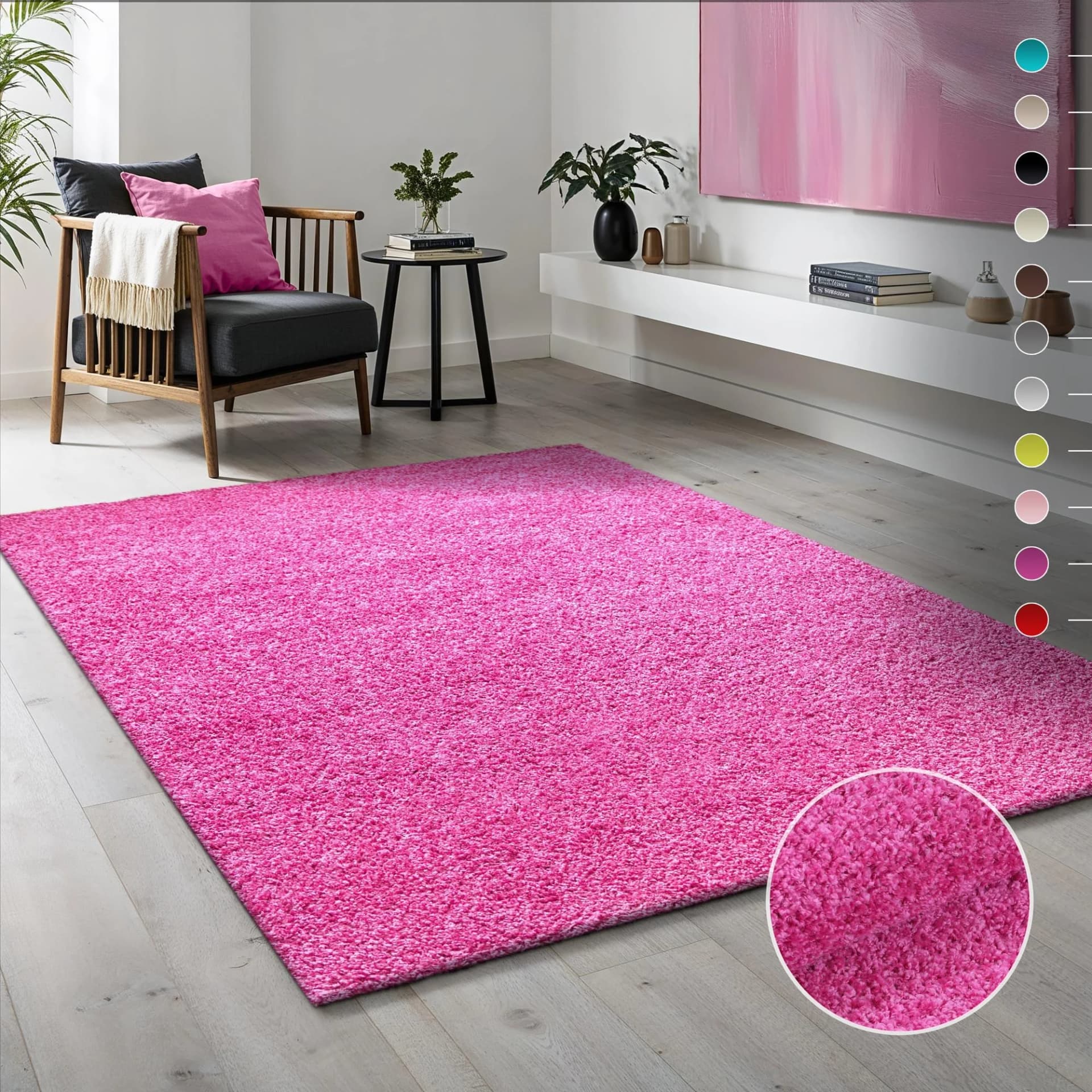 SANAT Hochflor-Läufer LOCA Pink Uni-Optik 80x250cm